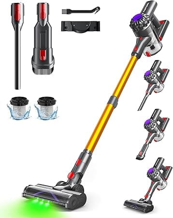 VACTechPro Aspirador sem Cabo, 35kPa Aspirador de Mão, 6 em 1 Sem Fios com 35 minutos de autonomia e bateria removível, Aspirador Vassoura Ideal para Pelo de Animais de Estimação/Tapete/Chão Duro