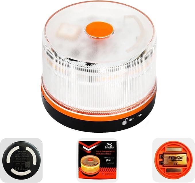 HIBRON EXTRASTAR Luz de Emergência Farol V16 Certificado DGT com Geolocalização, Farol de Carro Conectado DGT 3.0, Dados Incluídos até 12/2038